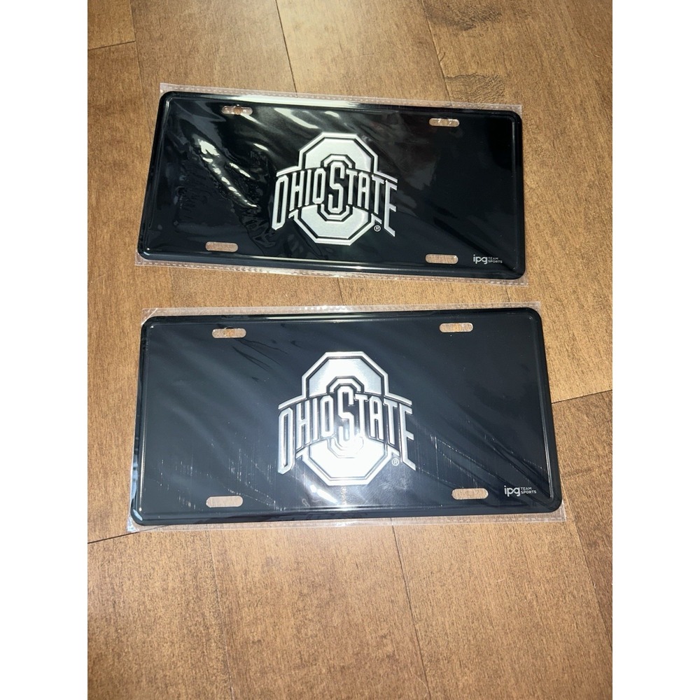 TWO Ohio State Buckeyes License Plate Black Gift Souvenir NCAA Merch Graduation